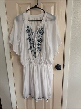 White Embroidered Women’s Boho Dress